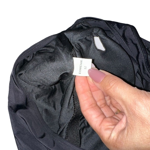 NWT Eomenie One Piece Tummy Control Swimsuit Halter Scallop Trim Swimsuit Sz M - Picture 3 of 4